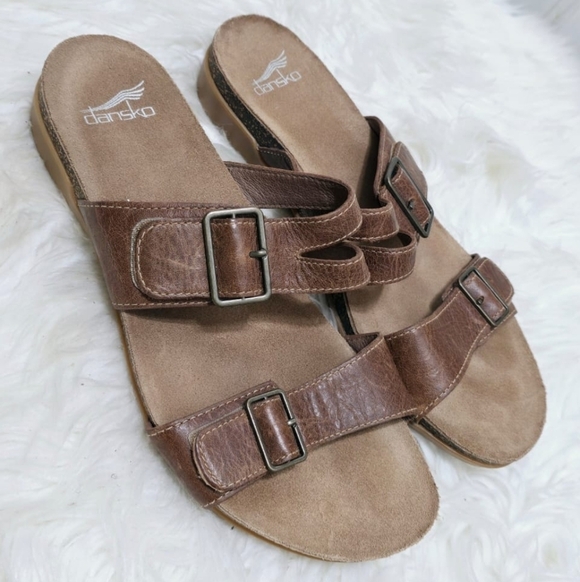 DANSKO Vintage Comfort Wedge Heeled Leather Open Toe Sandals Size 8.5🌴 - Picture 11 of 11